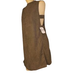 Cutout suede like stretchy midi dress
